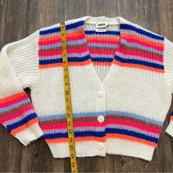 INDEE Network Cardigan Stripe Colorful Long Sleeves Sweater Size 10 - Picture 11 of 14